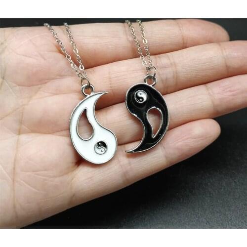 2 pcs/lots Friend Necklace Yin Yang Pendant Couple Necklace Gift For Friend Wholesle Jewelry