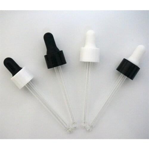 20-300pcs 18/410 Essential Oil Bottles Cap White/black Plastic Cover Dropper Lid Glue Head Lid with Glass Dropper Pipe 5-100ml