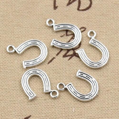 30pcs Charms Lucky Horseshoe 18x12mm Antique Bronze Silver Color Pendants Making DIY Handmade Tibetan Bronze Jewelry
