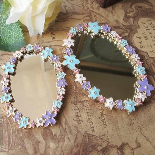 4pcs per lot Min.$15 (Mixed Order) Ellipse Flower Mirror Cell Phone DIY Alloy Decoration