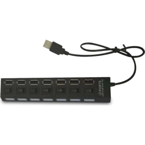 7 Ports USB 2.0 Adapter High Speed Multi-interface Hub Power on/off Independent Switch Indicator Light Seven-bit Splitter