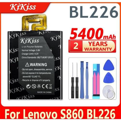 Original KiKiss For Lenovo S860 5400mAh High Capacity Battery BL226 BL 226 For Lenovo S860 Cell Phone Battery Big Power