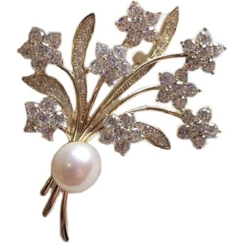 Flower DIY Accessory Pearl Breastpin Mountings Elegant Brooch Fittings For 9-10mm Pearls Making