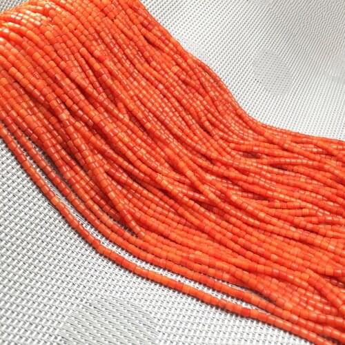 Column Shape Natural Stone Coral Beads Loose Spacer Beads For Bracelet Necklace Semi-finished Jewelry Making DIY 3x3mm Wholesale