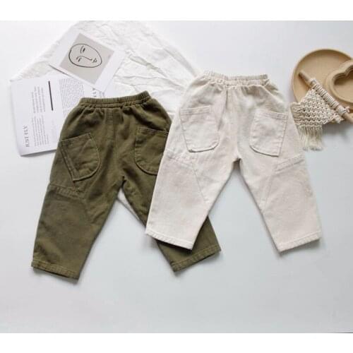 Childern Pants Boys Pants Solid Cargo Pants Toddler Boy Patchwork Pocket Trousers Kids Spring Autumn Boy Casual Pants Streetwear