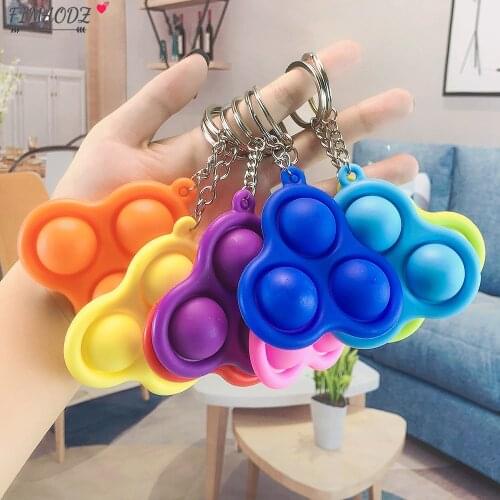 FIMAODZ Simple Dimple Fidget Toys Keychain Stress Reliever Push Bubble Fidget Sensory Toy Anti Stress Key Chain for Men Women