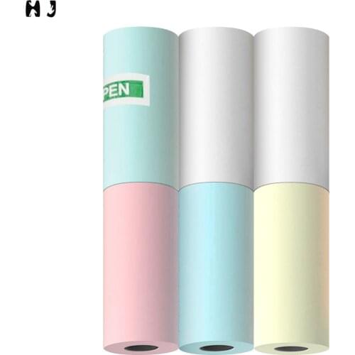 1pc Pure Color Photo Paper Mini Printable 57x30mm Not Sticker Roll Thermal Printers Clear Printing Smudge-proof Portable Paper