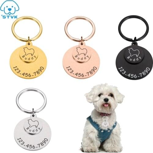 Free Engraved Pet Dog Anti-lost ID Tag Personalized Cat Puppy ID Tag Custom Pet Dog Collar Accessories Dogs Name Tags Pendant