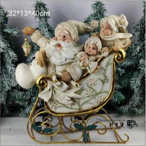 RESIN CRAFTS AMERICAN NOSTALGIC CHRISTMAS DECORATION SANTA CLAUS REINDEER SLED KITCHEN WINDOW STUDY DECORATION CHRISTMAS GIFT