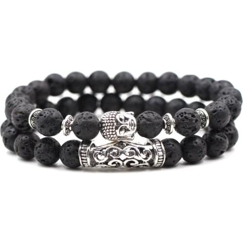 KARAIRIS 2Pcs/set Natural Stone Women Men Bracelets Buddha Owl Lion leopard Yoga Prayer Bracelet Fashion Jewelry Accessory