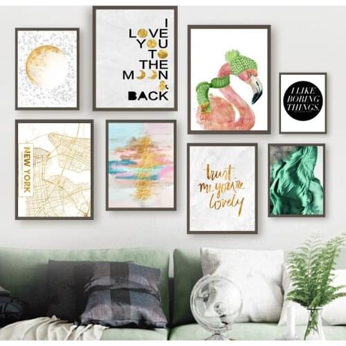 Flamingo Sun Moon Sea Inspirational Quote Wall Art Canvas Painting Nordic Posters And Prints Wall Pictures For Living Room Decor