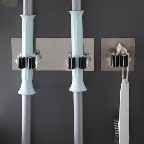 Adhesive Multi-Purpose Hooks Wall Mounted Mop Organizer Holder Suction Hanging Broom Hanger Hook Kitchen bathroom Strong Hooks