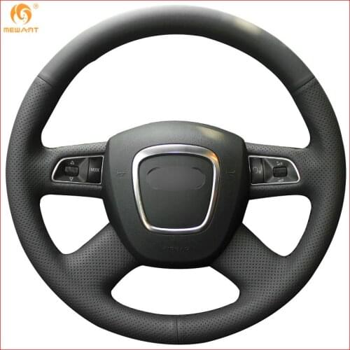 MEWANT Black Artificial Leather Car Steering Wheel Cover for Audi Old A4 B7 B8 A6 C6 2004-2011 Q5 2008-2012 Q7 2005-2011 Parts