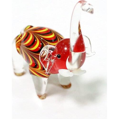 Mini Handmade Glass Elephant Figurines Lines Craft Design Cute Animals Ornaments Xmas Gifts For Kids Home Decoration Collection