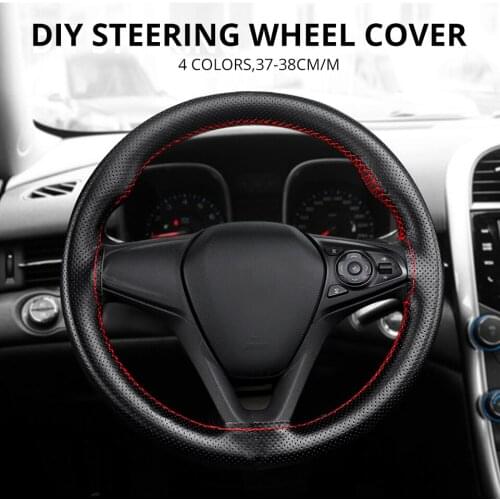 DIY Steering Wheel Covers Braid On Steering Wheel Soft Fiber Leather Car Steering Wheel Cover with Needles Thread 38CM