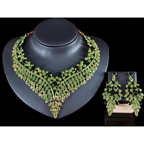 LAN PALACE four colors trendy bridal jewelry african beads necklace and earrings crystal jewelry sets free shipping