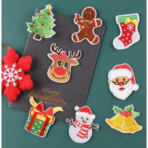 Christmas Theme Embroidery Patches For DIY Handmade Sewing Iron On Appliques For Clothing Hats Bags Decoration Supplies