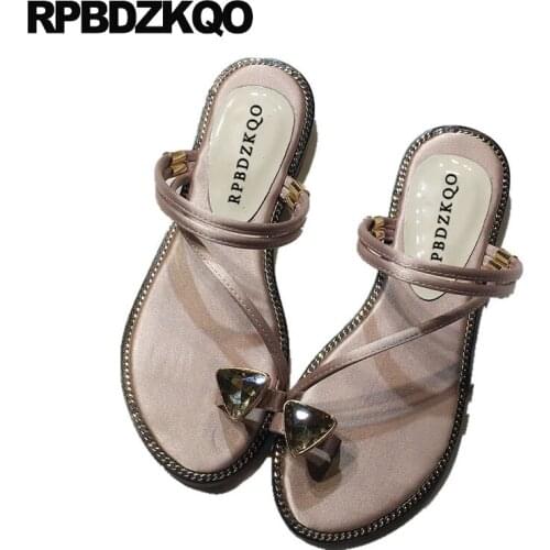 Sandals Crystal Luxury Shoes Women Designer Embellished Famous Brand Slides Strap Rhinestone Satin Jewel Toe Ring Flat Diamond