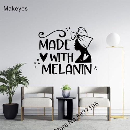 Makeyes Beauty Salon Wall Stickers Made With Melanin Quotes Wall Decals Vinyl Barbershop Slon Beautifl Woman Wall Sticker Q740