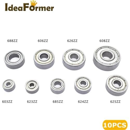 10 pcs Multiple mm bore Deep Groove 603ZZ/608ZZ/623ZZ/624ZZ/625ZZ/685ZZ/688ZZ Ball bearing Multiple Options for 3D Printer Parts
