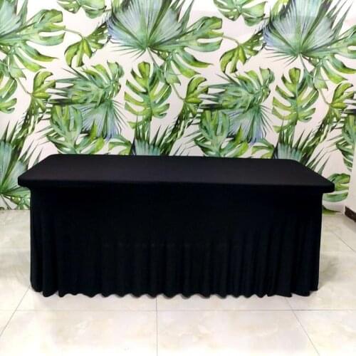 6FT Solid Rectangle Fitted Stretch Spandex Table Cover Tablecloth Lycra Long Bar Table Cloth for Hotel Event Party Decoration