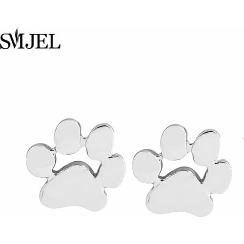 SMJEL New Accessories Fashion bijoux Tiny Pug jewelry Cute Cat Print Earrings for Women Dog Paw Studs Earrings brincos 2017