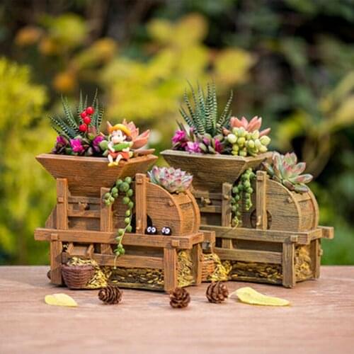 Succulent Plants Flowerpot Resin Flower Pot Desktop Potted Holder Creative Retro Home Balcony Decoration Ornaments birthday Gift