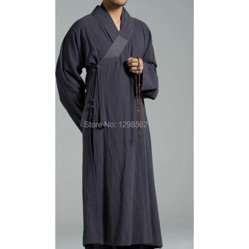 Unisex linen zenBuddhism monklay suits Buddhist robes uniforms costumes meditation gownclothing gray Summer high quality