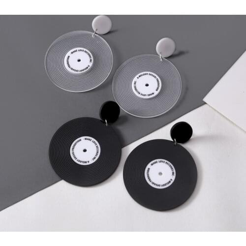 Retro Vintage Vinyl Record Acrylic Drop Earrings For Women Punk Big Circle Geometric Dangle Earrings Fashion Jewelry Gift