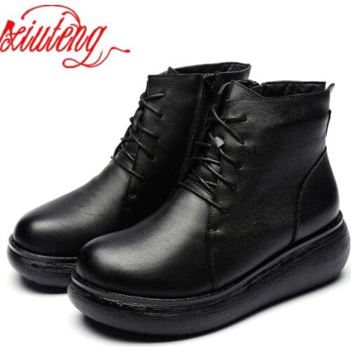 2020 new ethnic style casual womens boots leather wild platform platform shoes non-slip waterproof womens Ankle boots