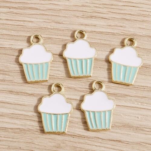 10pcs 11*16mm Alloy Enamel Summer Drink Ice Cream Charms for Necklaces Earrings Bracelets Pendants DIY Handmade Jewelry Making