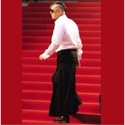 27-44 New 2017 Mens clothing GD Hair Stylist fashion Long pleated design culottes pants dress plus size costumes