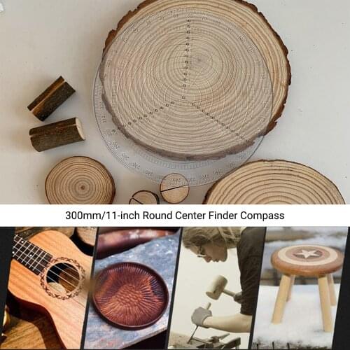 300mm/11-inch Round Center Finder Compass Clear Acrylic Lathe Centering Tool Circle Gauge for Drawing Circles Wood Turning