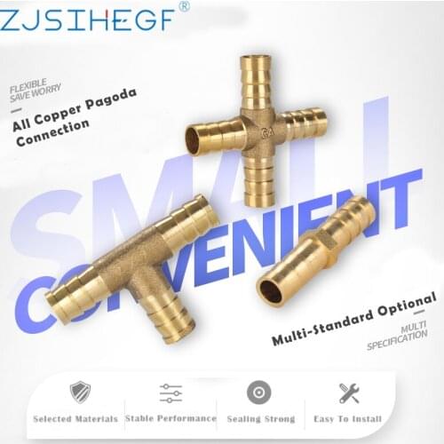4/6/8/10/12mm Hose Gold Tone Pagoda Copper Connector Fittings Water Tube Brass Pipe Barbed Joint Coupler Adapter