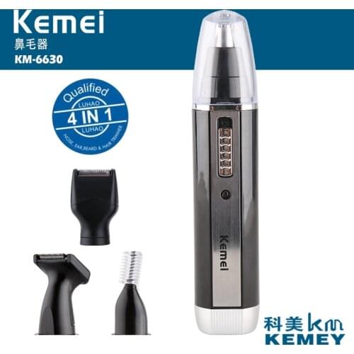 Kemei 4 In 1 Electric Nose Trimmer Rechargeable mens Ear Nose Hair Cutter Women Face Care Beard Shaver For Nose & Ear