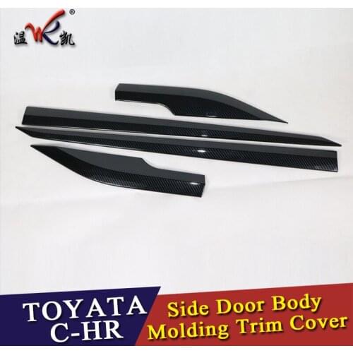 ABS Black Trim For Toyota C-HR CHR 2016 2017 2018 Side Door Car Body Molding Cover 4pcs/set Carbon Fiber Look