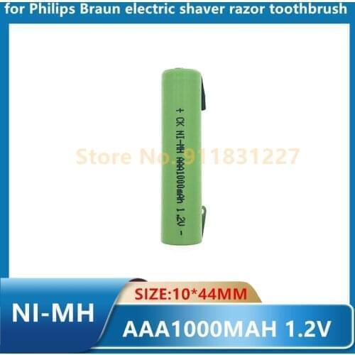 10PCS Ni-Mh 1.2V AAA rechargeable battery cell 1000mah with welding tabs for Philips Braun electric shaver razor toothbrush