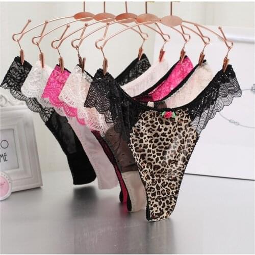 Plus Size Sexy Thongs Transparent Lace Patchwork Women Floral G-string Low-Waist Underpants Cute Pantie 3XL Stretching Underwear