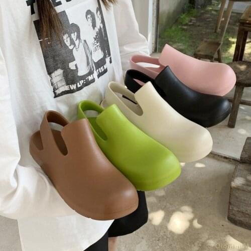 Rain boots 2021 summer new European and American style green sandals fashion Baotou pvc flat womens shoes