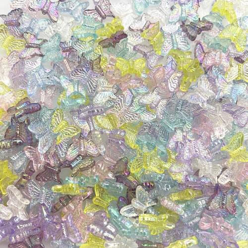 30pcs 15mm Colour AB Charms Butterfly Shape Acrylic Beads Loose Spacer Beads for Jewelry Makeing DIY Handmade Bracelet