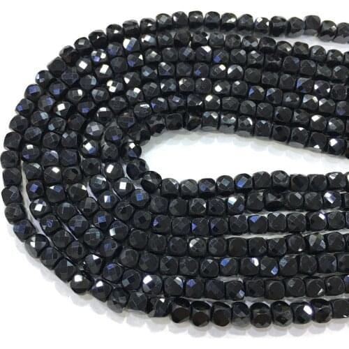 Square Black Spinel Beads 4-5mm Natural Gemstone Spacer Jewelry Accessories Making DIY Necklace Bracelet 15 inch Factory Price