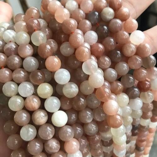 Natural moon Stone Beads Round Loose 15" Strand 6 8 10 12MM Spacers Beads for Jewelry Making DIY Bracelets