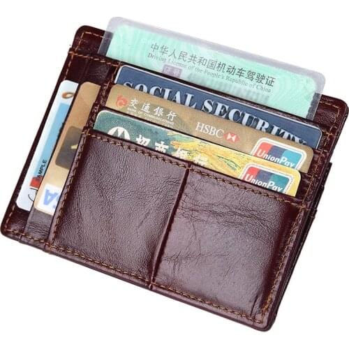 J.M.D Genuine Leather Card Case Slim Credit ID Card Holder Mens Small Money Purse Mini Business Bank Card Purse R-8447