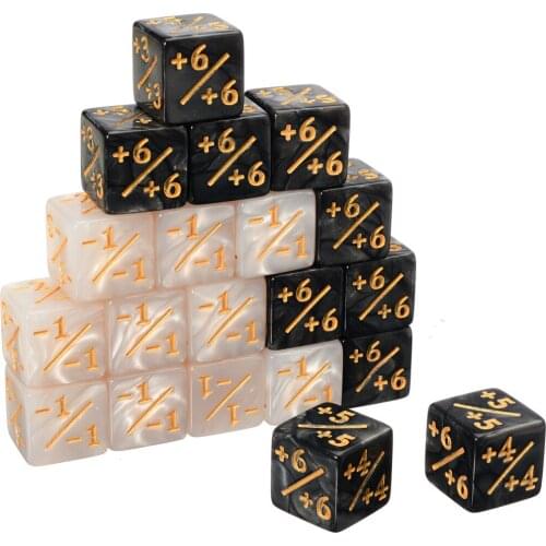 10pcs Black White 14mm 6 Side Counting Dice +1/-1 Counting Dice Kids Toy Interesting Gaming Party Bar Digital Dice Wholesale