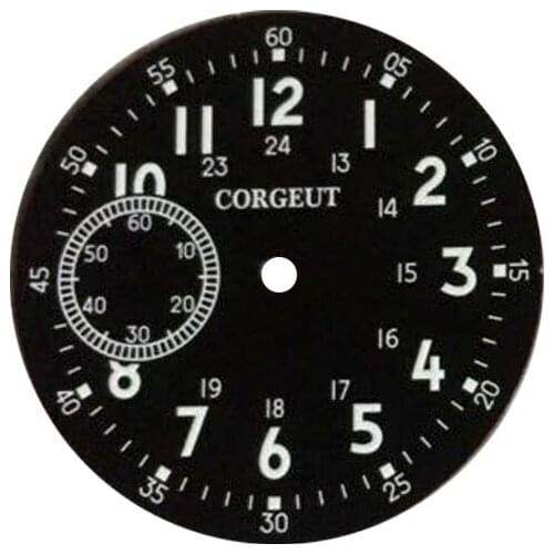 38.9mm Black dial Luminous white/green/orange numbers for ETA hand winding 6497 ST36 Watch movement second sub-dial at 9 o'clock
