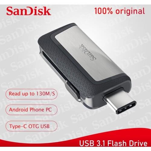 SanDisk Type-C USB 3.1 Dual interface OTG Pen Drive 128GB 64GB 32GB 16GB Ultra Dual Drive USB 3.1 Type-C Read Speed up to 130M/s