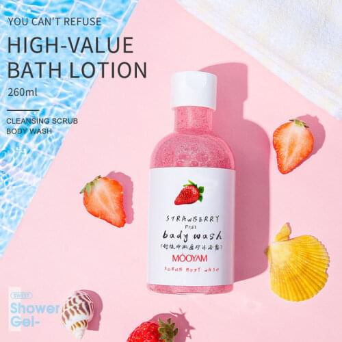 Fruit Soothing Cleansing Scrub Body Wash 260ml Exfoliating Deep Clean Moisturizing Shower Gel Chicken Dead Skin Remover Bath Mud