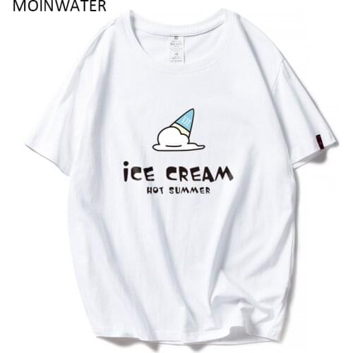 MOINWATER Lady O-neck Cute T-shirts Vogue Woman Casual Tops Female Comfortable Tees Womens Cotton Tshirt MT1915-4