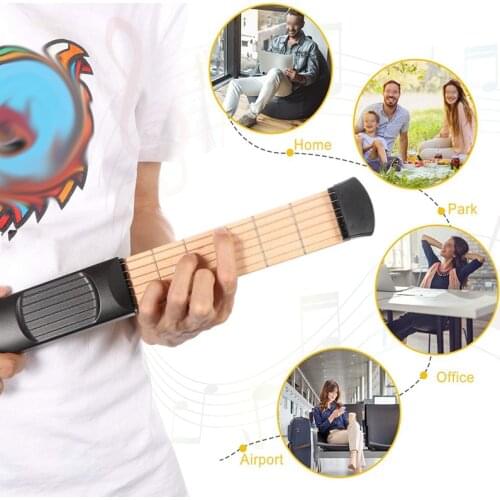 6-Tone Pocket Guitar Practice Neck Portable Guitar Chord Trainer Tool for Beginner Mini Size Six-Fre Piano Finger Trainer Model