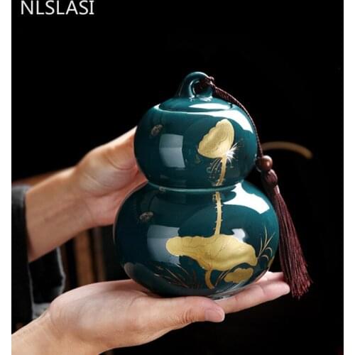 Chinese Ceramic Tea Caddy Handmade Nut Grain Airtight Jar Home Spice Container Moisture-proof Jars Kitchen Accessories